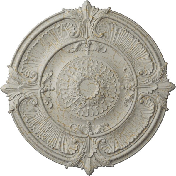 Ekena Millwork Attica Acanthus Leaf Medallion (Canopies up to 4 5/8"), 53 1/2"OD x 3 1/2"P, Pot of Cream Crackle CM53ATPCC - main